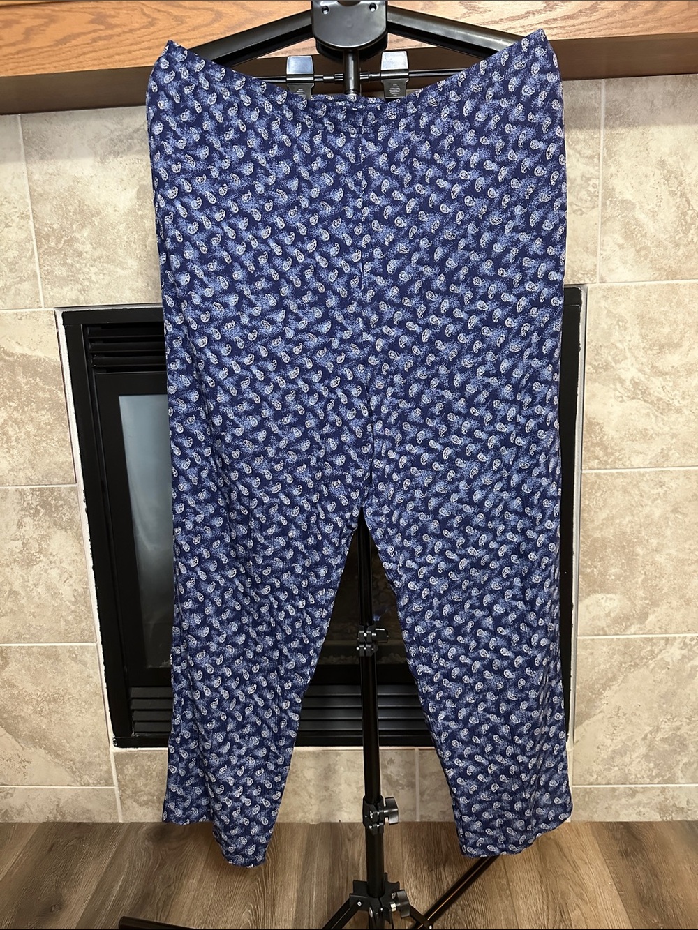 Alfred Dunner 14 Blue Paisley Pull On Pants Vintage Tapered Leg